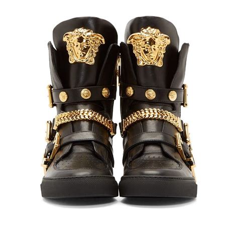 versace black leather chain sneakers|versace collection sneakers.